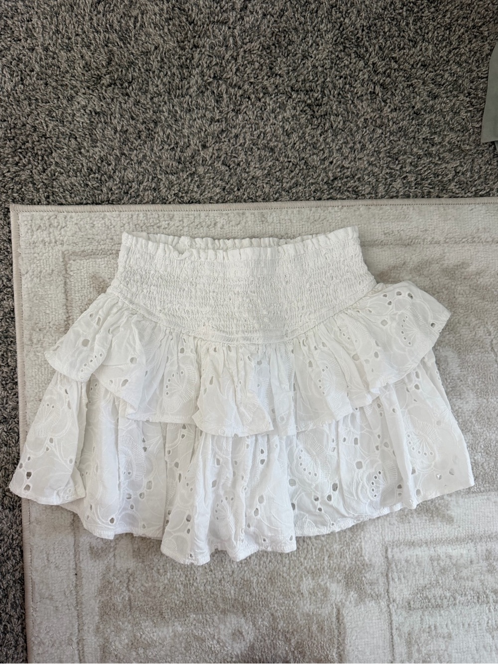 Altard State White Eyelet Tiered Mini Skirt